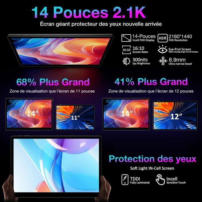 Tablet Doogee TAB E3 Max VIP com tela sensível ao toque e teclado, tela de 14