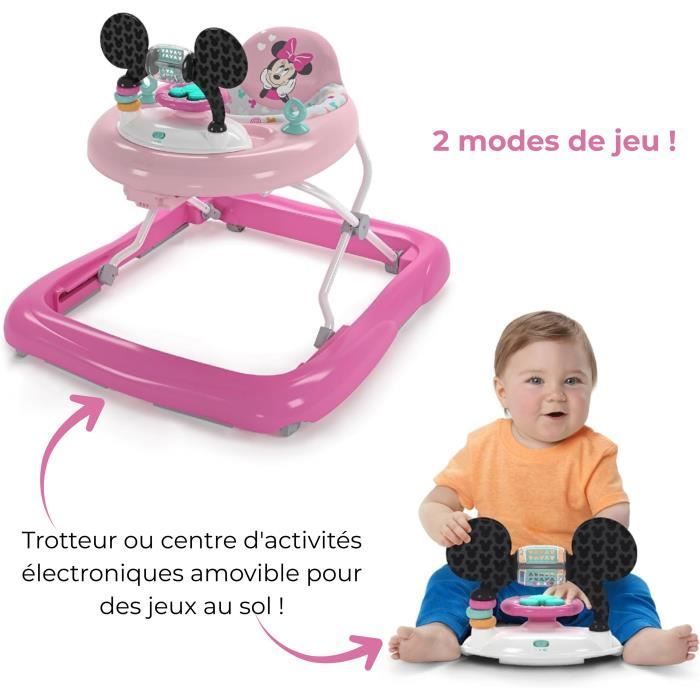 DISNEY BABY - MINNIE - Girello convertibile e pieghevole 2 in 1 per bambina con giocattolo attività rimovibile integrato, regalo per neonati