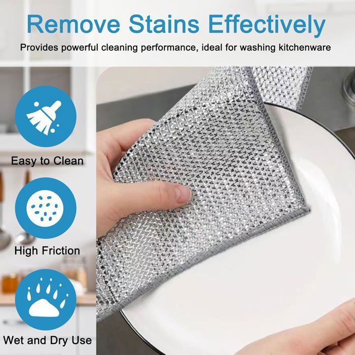 (10 unidades) Paño de limpieza metálico – Esponja metálica para manchas difíciles, paños de cocina versátiles