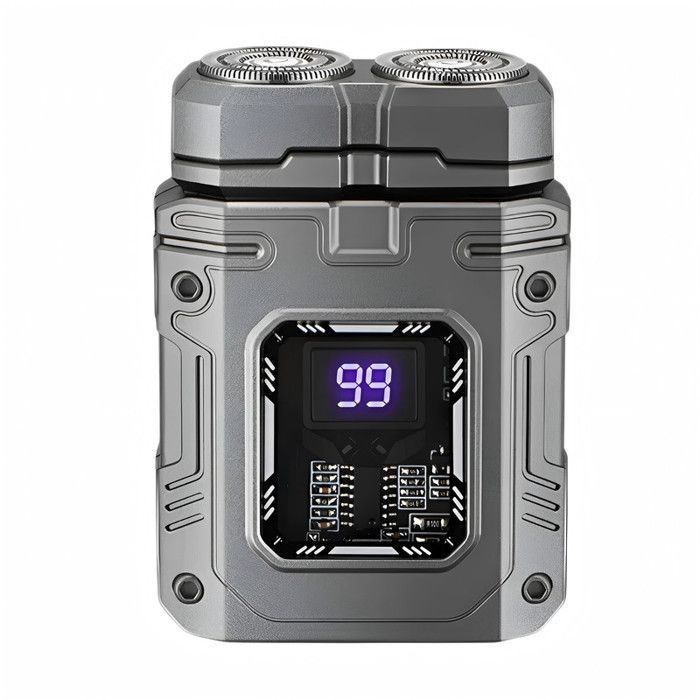 Rasoir électrique pour homme, rechargeable, étanche IPX7, avec tête magnétique pour barbe fermée, Gris