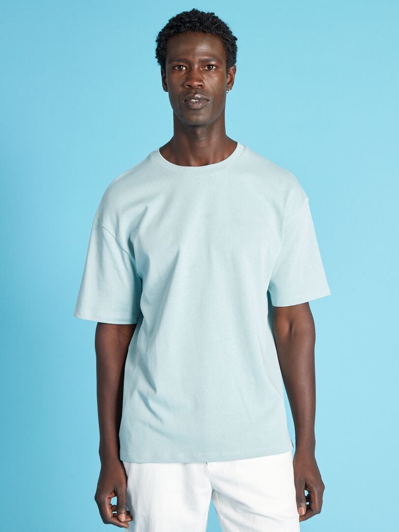 Effen jersey T-shirt - BLAUW
