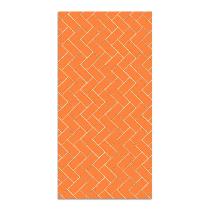 Panorama vinyltæppe med orange murstensmosaikdesign, 200x250 cm - PVC-tæppe til køkken, kontor og stue