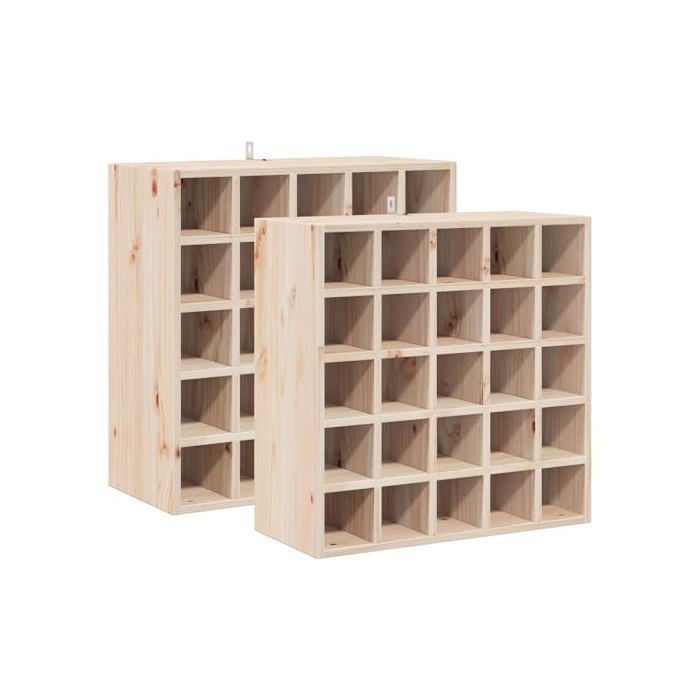 Botellero de pino - vidaXL - Natural - Pino macizo - 62x25x62 cm - Modular - Gran capacidad de almacenamiento