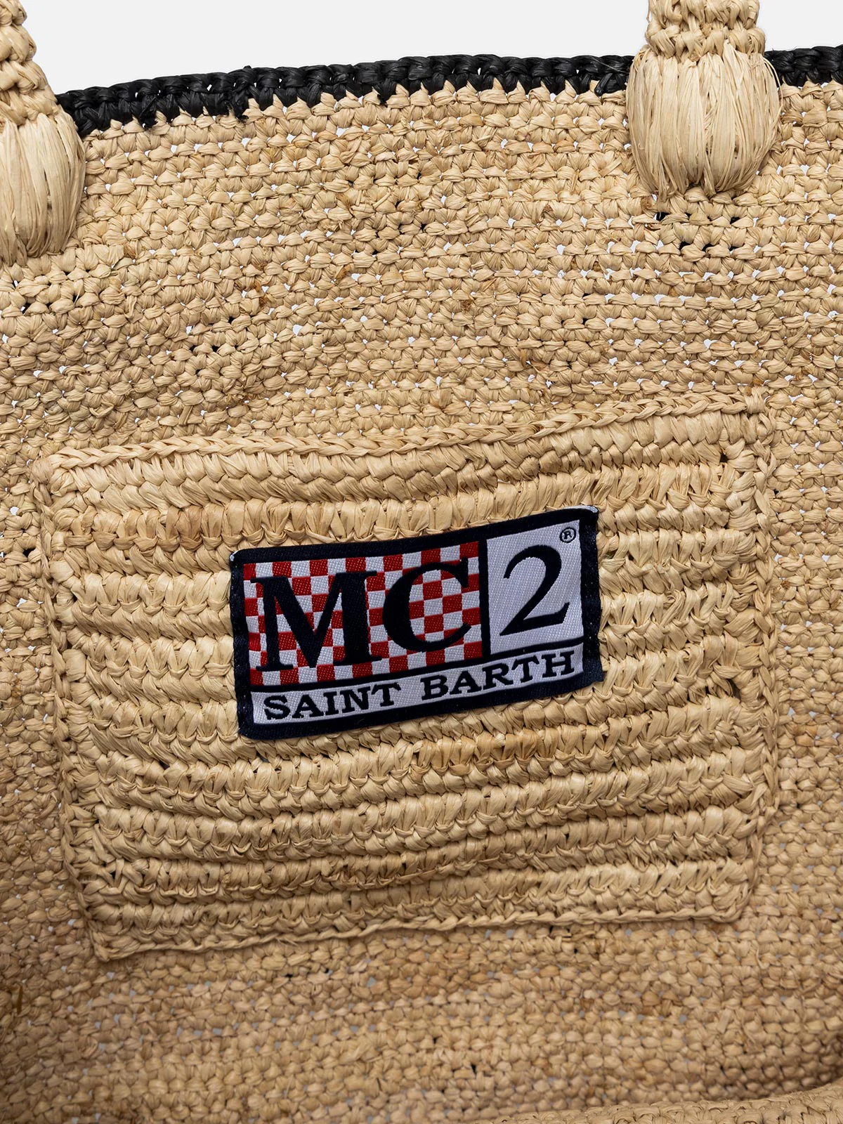 Colette Raffia Handtas – Natuurlijk Beige met Zwarte Polka Dots, Logo Borduurwerk, Milieuvriendelijk en Stijlvol Design, Binnenvak met Rits | MC2 Saint Barth