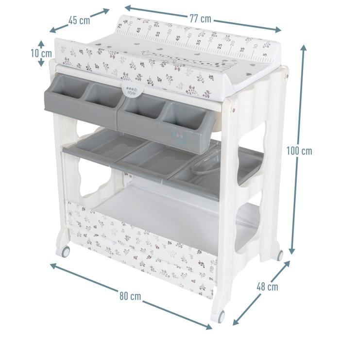 ib style® Table à Langer avec bain Metric Giraffe sur roulettes