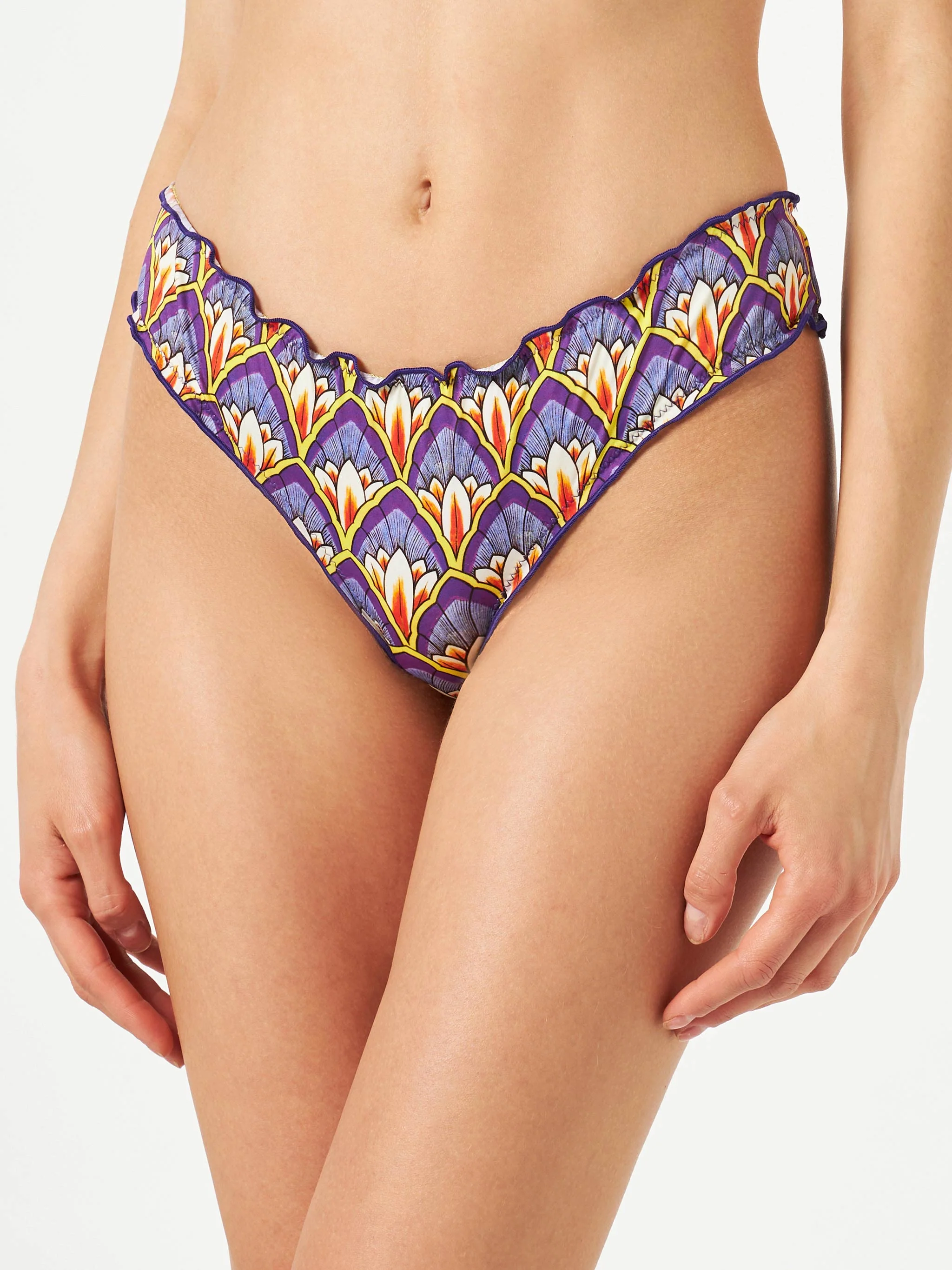 Braguita de baño de corte alto para mujer con estampado