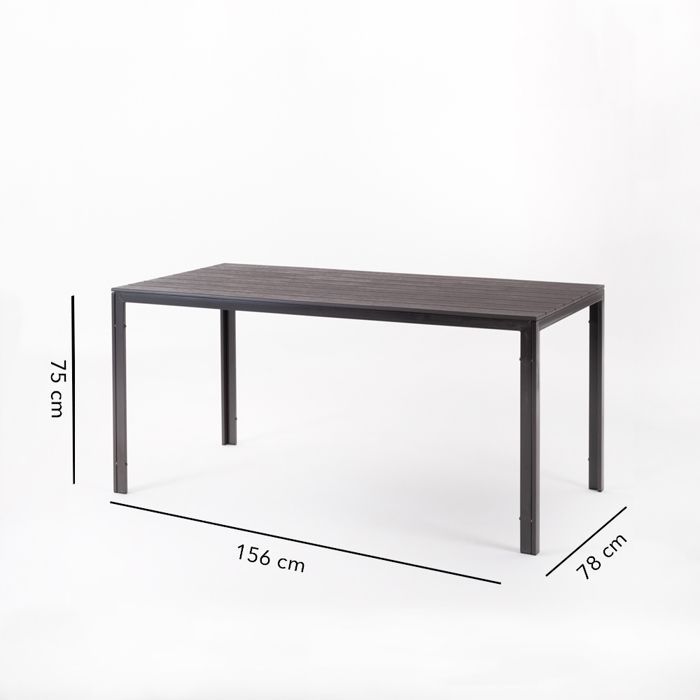 Conjunto de jardín con mesa Thomas y 6 sillas Anita de resina, estructura de hierro y tablero de polietileno (Moka).