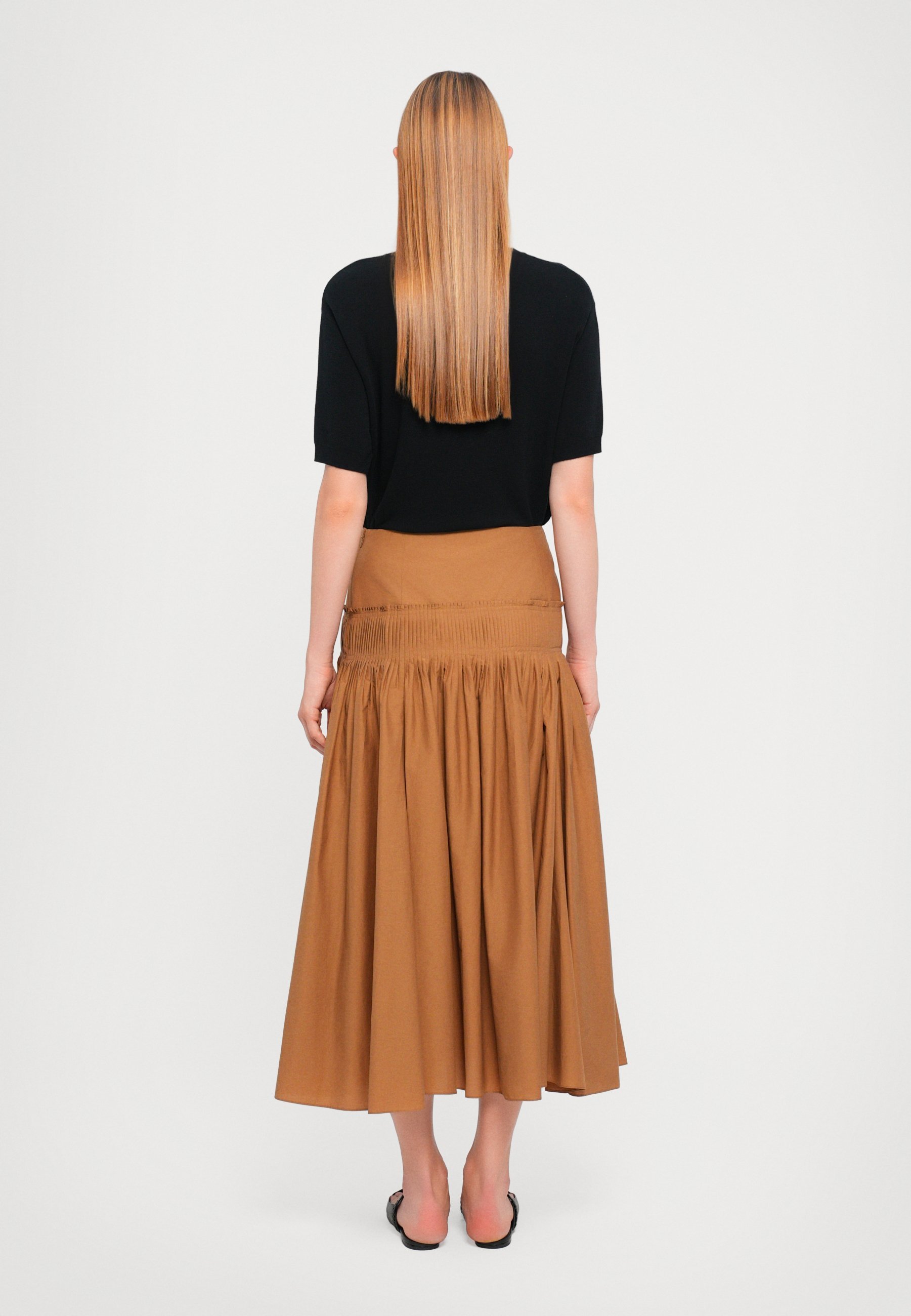 Gonna a trapezio Theory YOKE SOFT - bronzo
