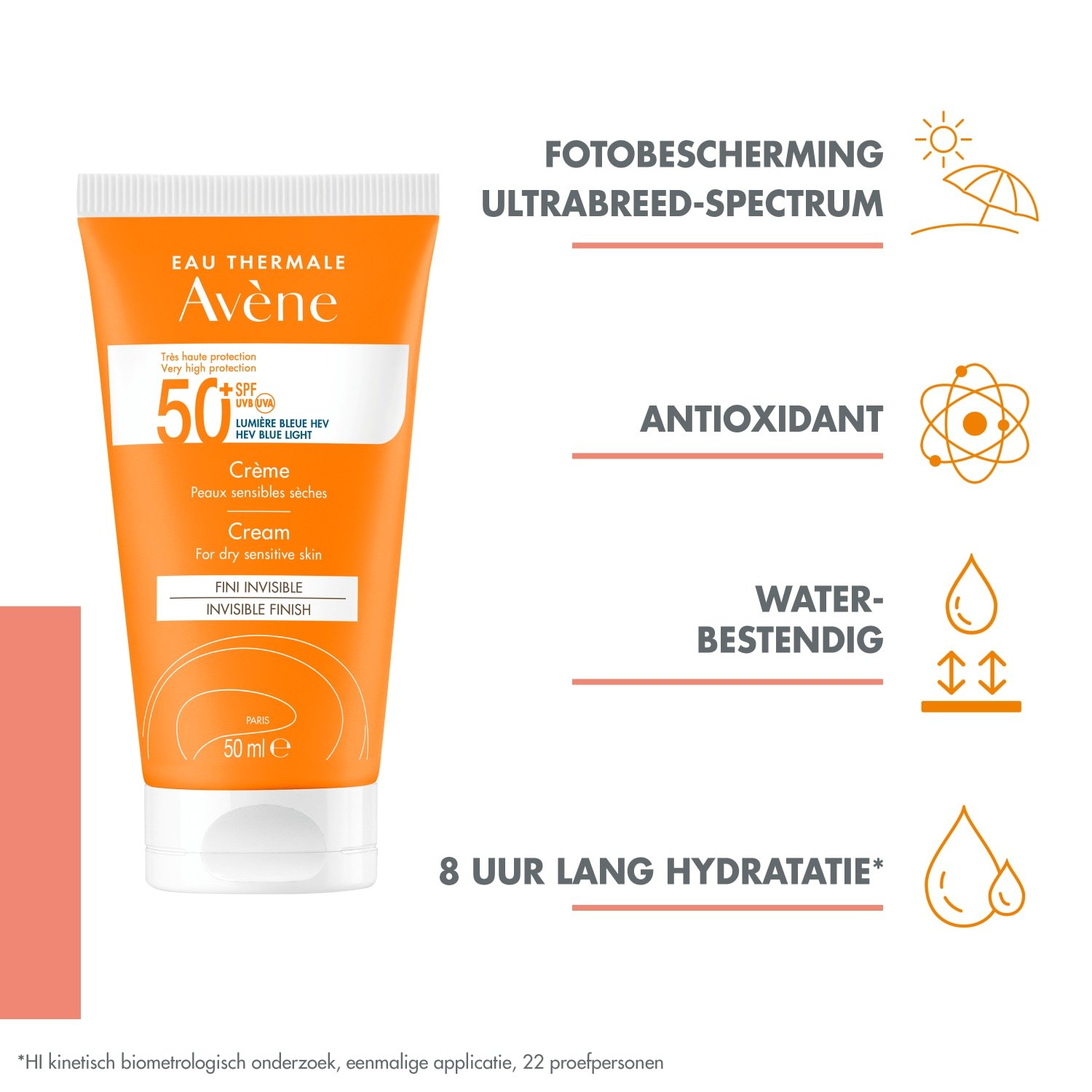 Avène Sunscreen Solaire Cream Invisible Finish SPF50+ - 50 ml