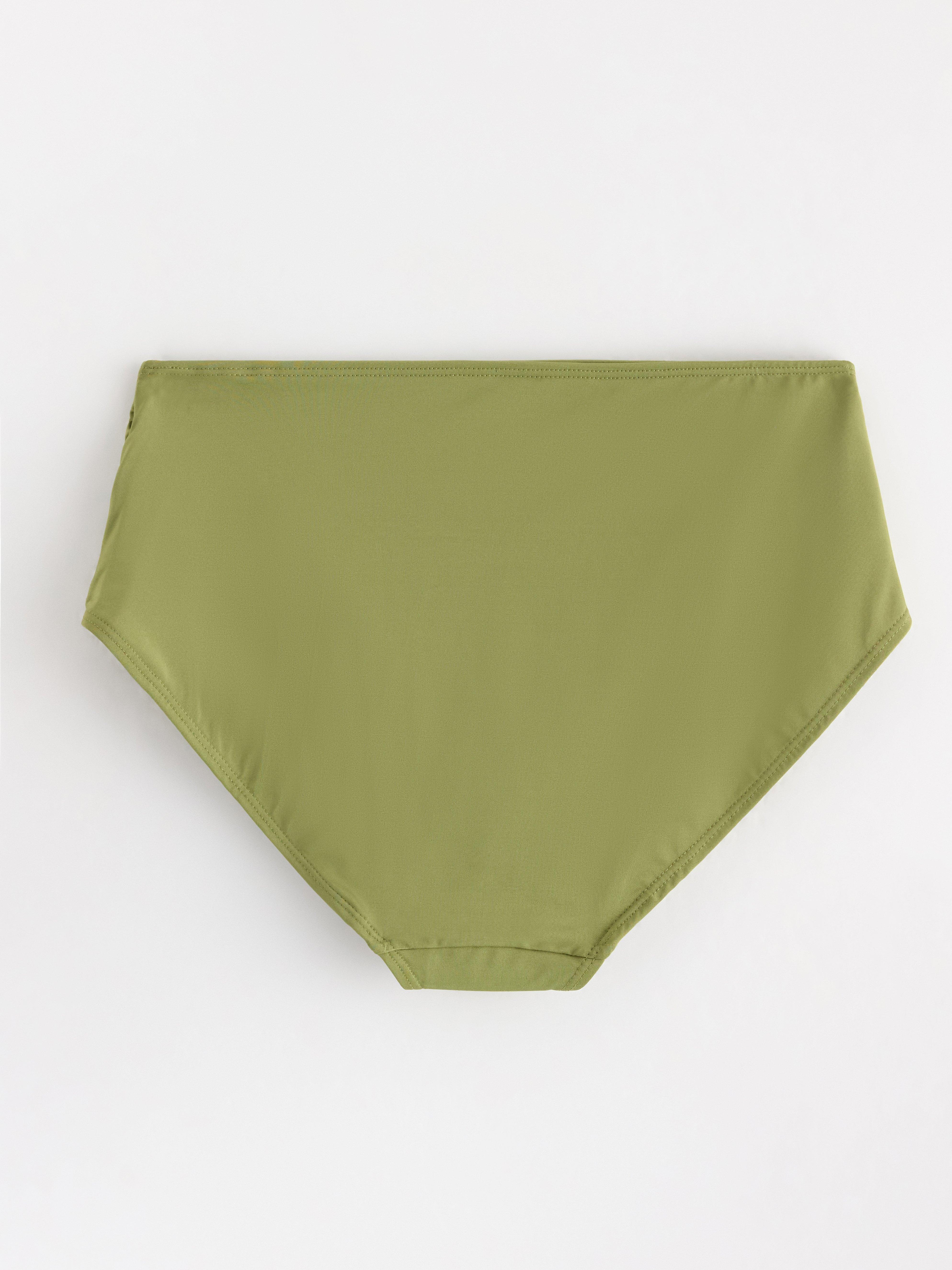Braguita de bikini moldeadora de talle alto, color verde claro empolvado