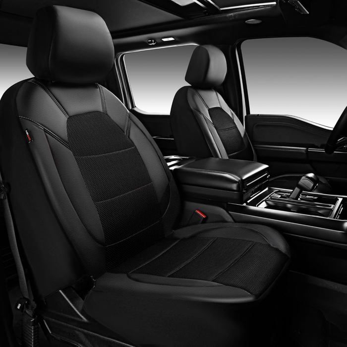 4-Piece Universal Car Seat Covers, Set of Breathable PU Leather Universal Car Seat Cushions, Black