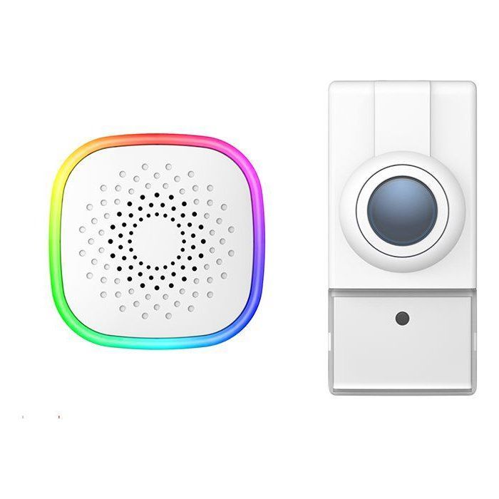 USB-deurbel - KYF - Meerkleurige LED-flitser + Batterijgevoede deurbelknop - Bereik van 300 meter - 60 melodieën
