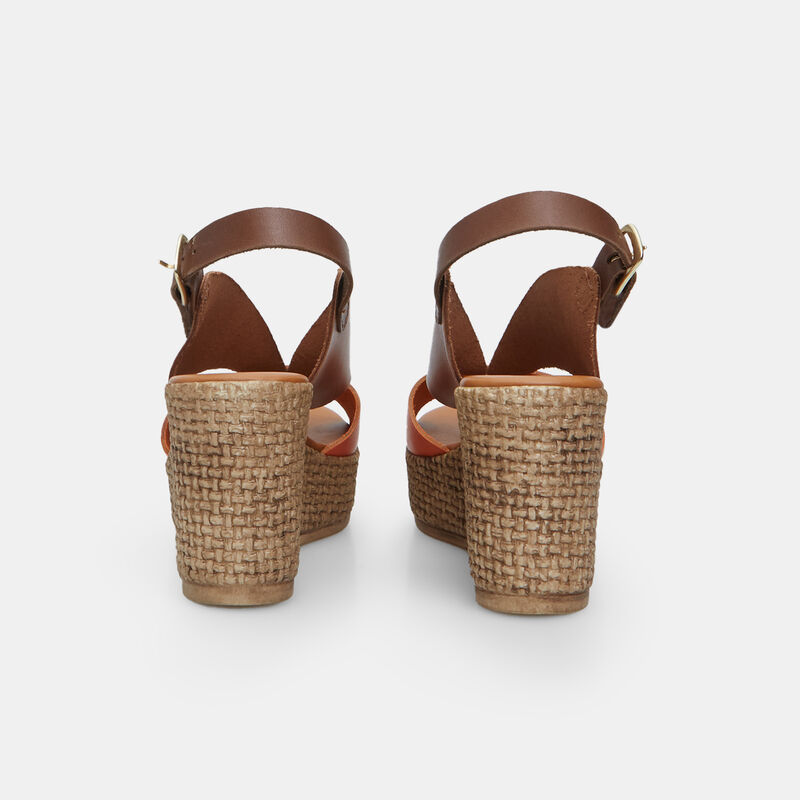 BATA Damsandaler med kil, 8 cm i läder