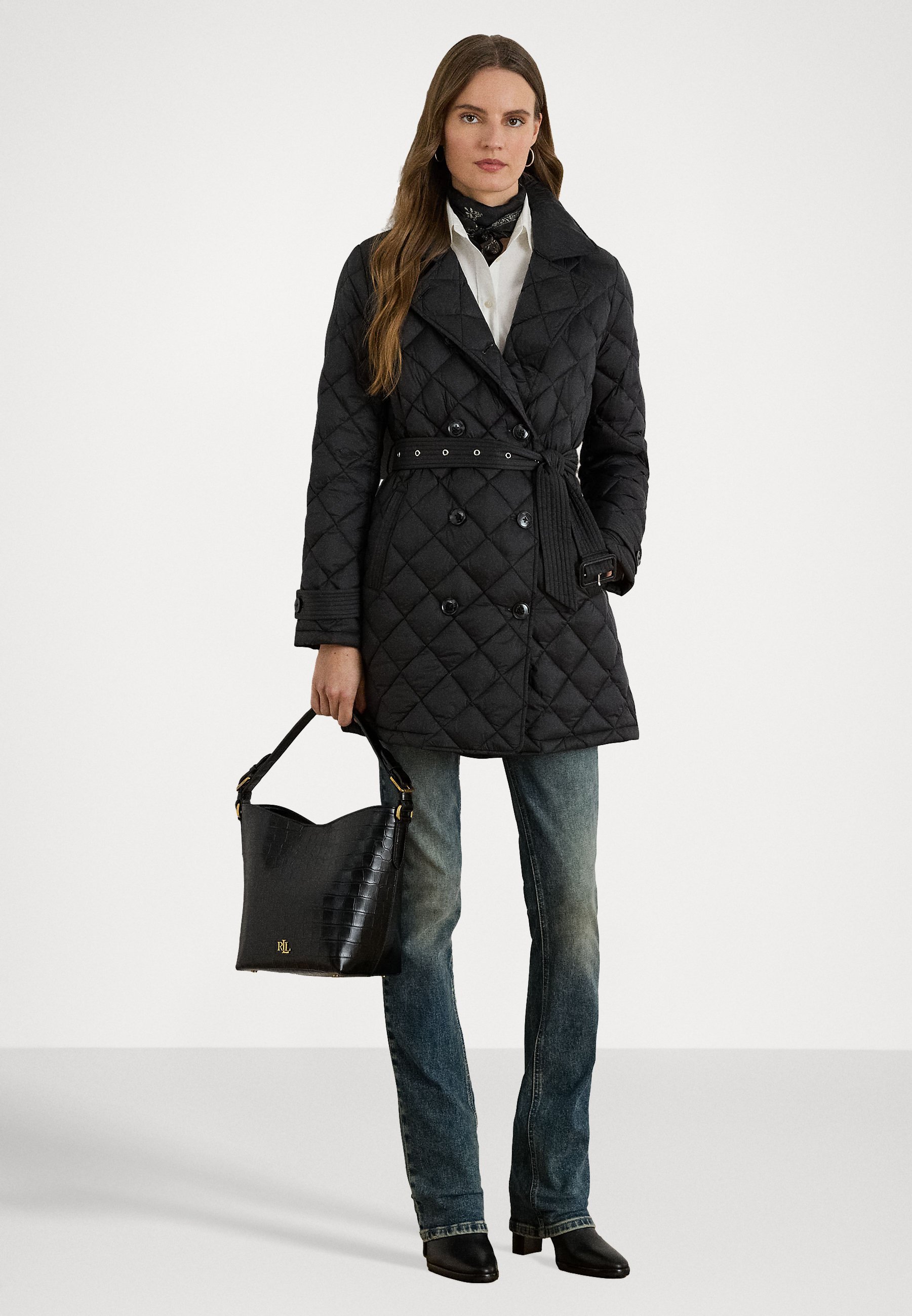 Lauren Ralph Lauren DIAMOND GEWATTEERDE DONSTRENCHTCOAT - Donsjas - zwart