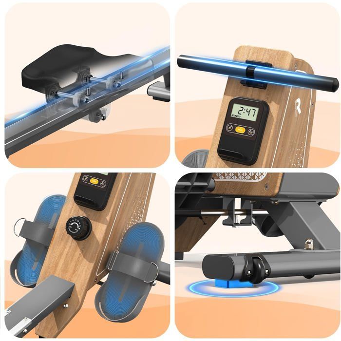 Rameur pour la maison - VOWVIT - Modèle Bluetooth - Magnétique 16 niveaux - Charge 160 kg - Rangement vertical