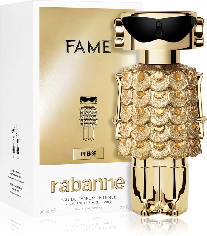 Frasco recarregável de Eau de Parfum Rabanne Fame Intense para mulheres