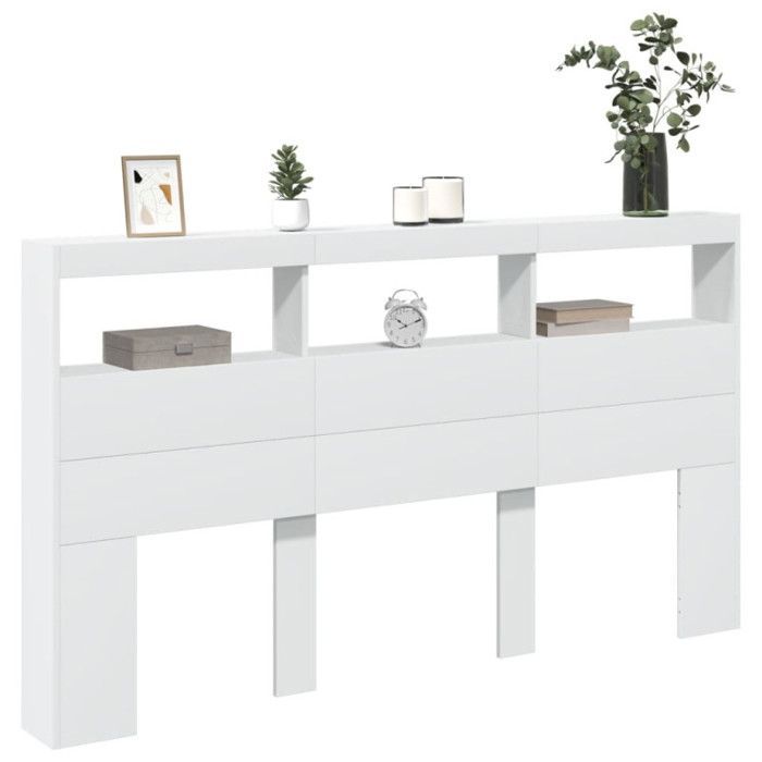 vidaXL Armoire Tête de Lit avec LED, Tête de Lit avec Compartiment, Meuble de Rangement Chambre à Coucher, Accessoire de 839210