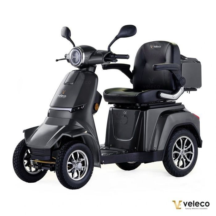 Scooter Veleco Gravis para idosos e pessoas com mobilidade reduzida, homologada para uso em vias públicas, aro de chumbo vermelho, pneus à prova de furos.