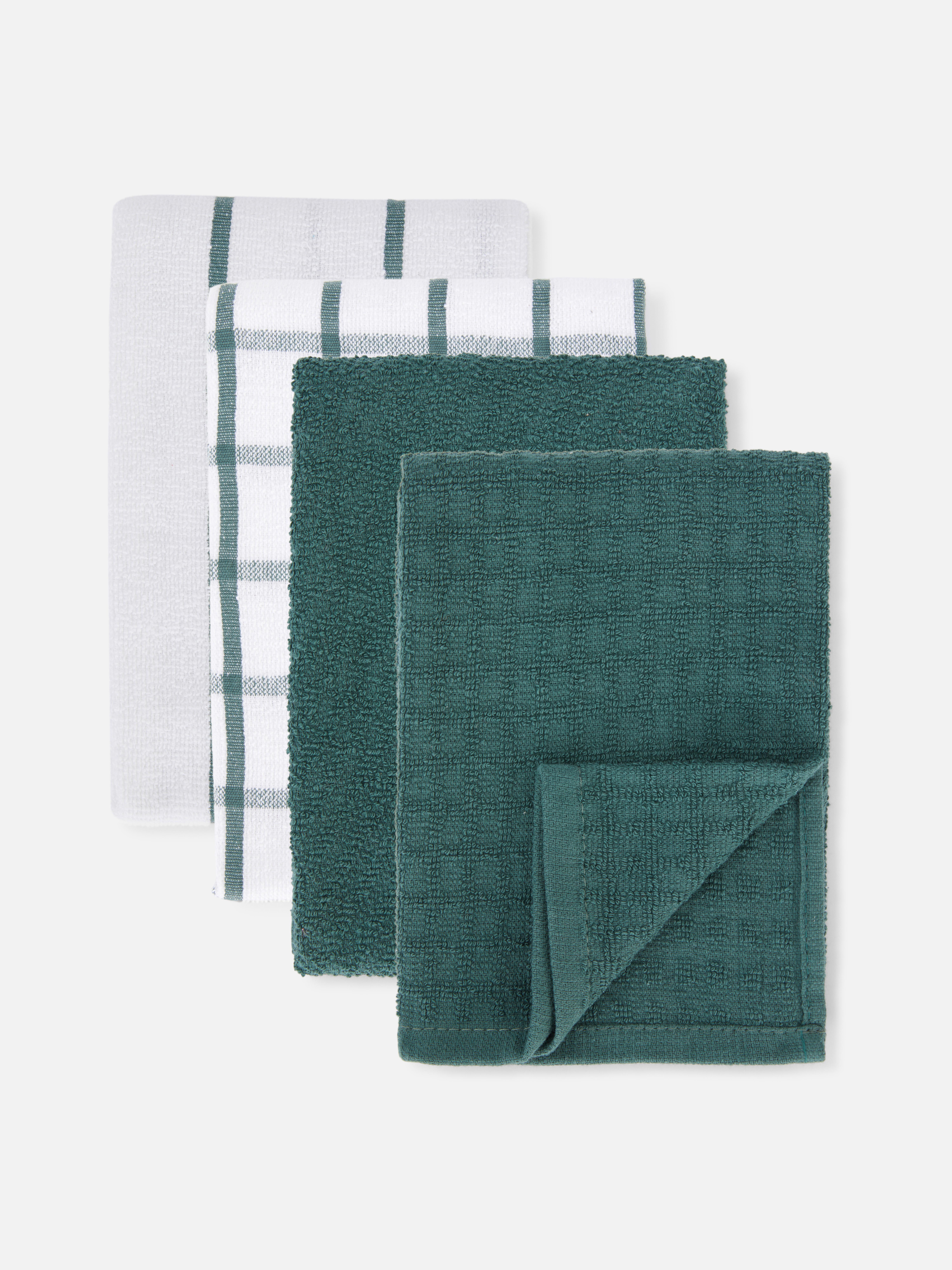 Prosoape de bucătărie din bumbac terry, set de 4. Patru prosoape de bucătărie absorbante în patru modele elegante.