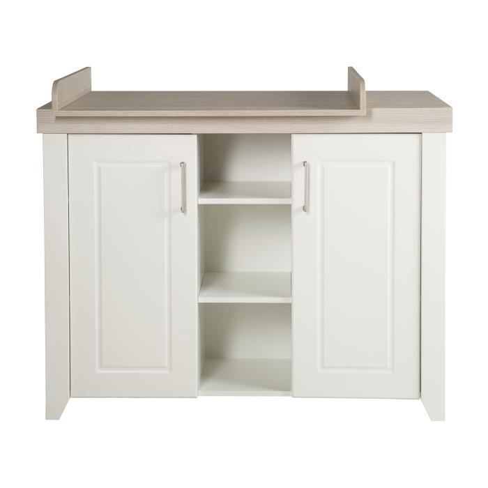 Commode à Langer ROBA Felicia - 2 Portes, 3 Niches - Blanc - Aspect Bois