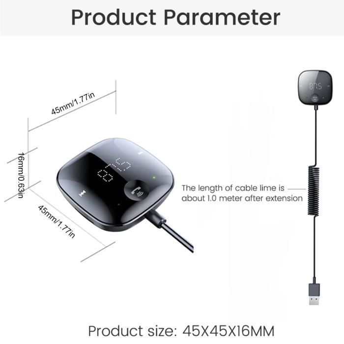 Adaptateur Bluetooth - QINGQUE - S-25 - 5.0 - Kit mains libres - Jack 3,5mm