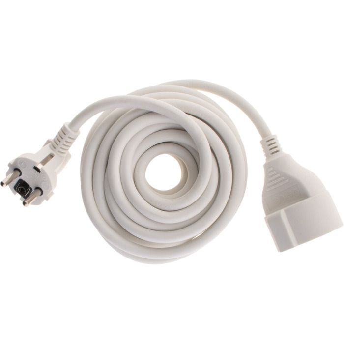 Cable de extensión Schuko HO5VV-F 3G1.5mm² 5m - blanco - Zenitech