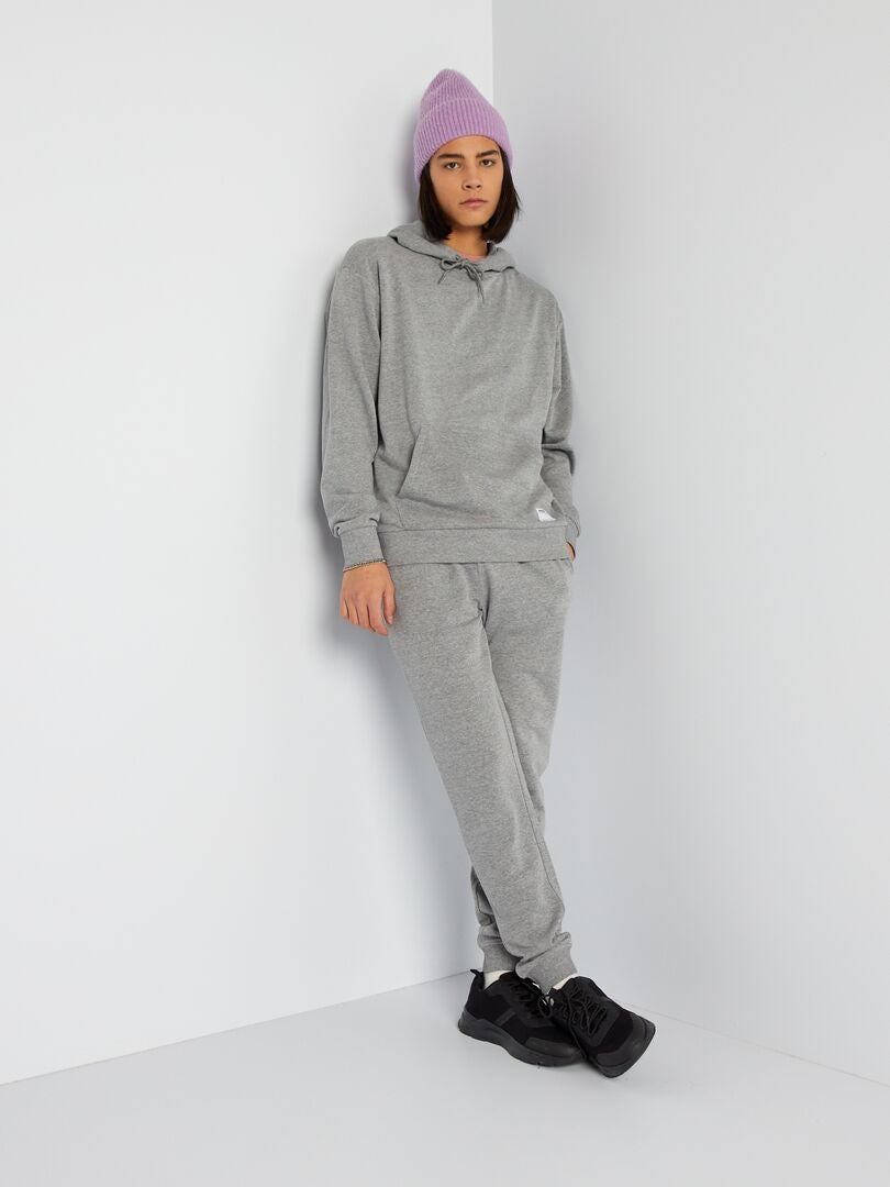 Hoodie met geborduurde details - GRIJS