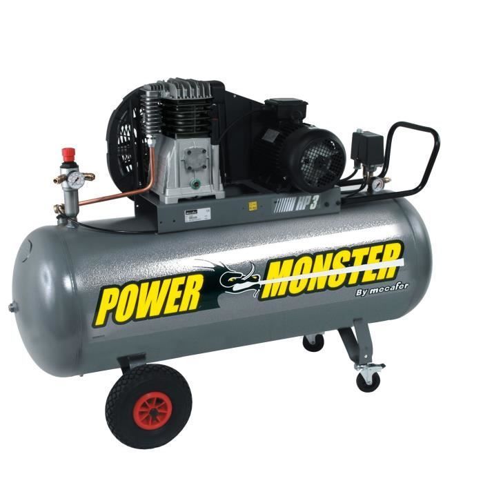 MECAFER 150L 3HP Twin Cylinder Belt Drive 10 bar Semi-Professional PowerMonster Compressor - 425200