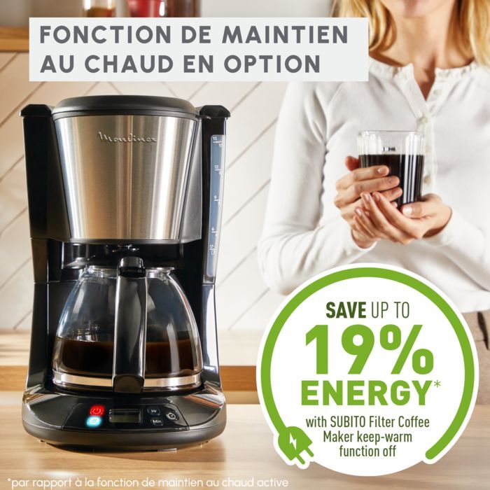 Subito, programmierbare Edelstahl-Filterkaffeemaschine von Moulinex, optionale Warmhaltefunktion, FG5S2DE0