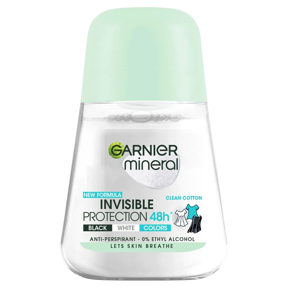 Garnier Deo Roll-On Invisible Bwc Clean Cotton