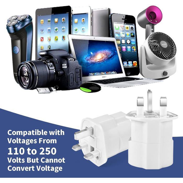 Set adaptor priză Marea Britanie, 3 piese, adaptor de călătorie Franța-Marea Britanie, adaptor tip G, adaptor priză Marea Britanie-Franța