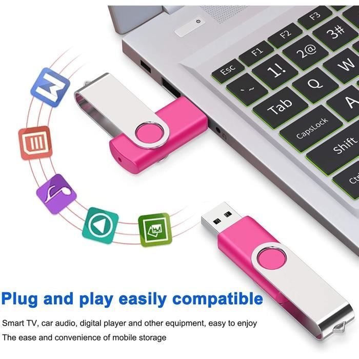 Lot de 10 Clés USB SRVR 8Go Multicolore - Mémoire Flash - USB 2.0 - Avec Capuchon Voyant