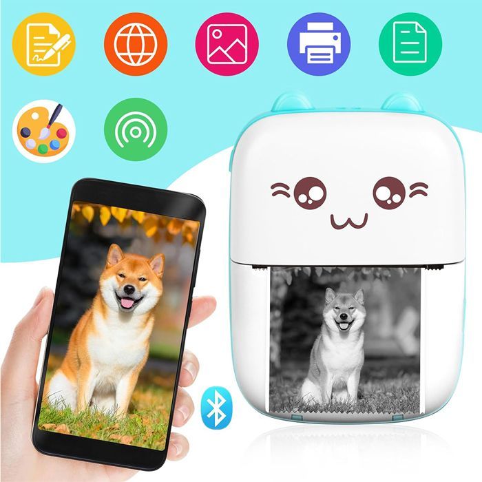 Mini impresora portátil, impresora térmica fotográfica portátil, impresora de bolsillo, impresora sin tinta, impresora Bluetooth y WiFi.