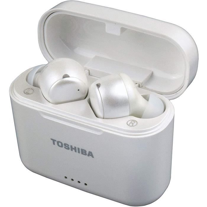 TOSHIBA RZE-BT1050EW True Wireless In-Ear Bluetooth Headphones - Active Noise Cancelling - Charging Case - White