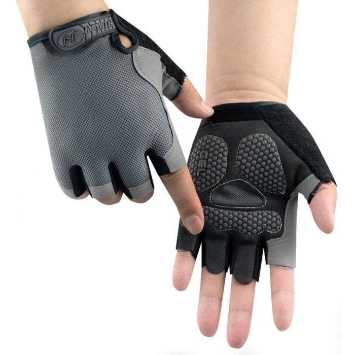Gants Cyclisme de Vélo Eté Demi Doigt Gant Réfléchissant Homme et Femme pour VTT Randonnée Moto XH480Noir8
