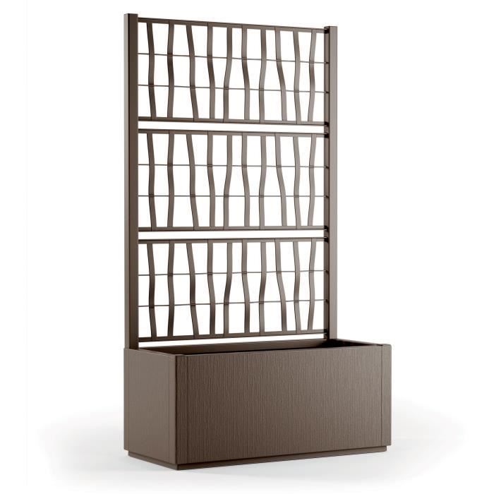 STEFANPLAST ETHICA Rechteckiger Blumenkasten/Pflanzkasten 80 cm mit Rankgitter - 80 x 36 x 140 cm (H) - Taupe
