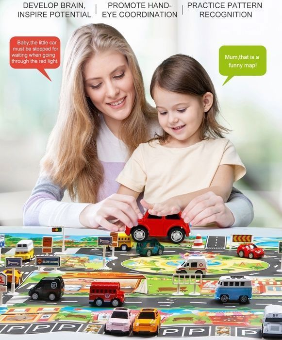 Juguete infantil para niños de 3 a 7 años, juego de 40 mini coches y tapete de juego de tráfico para niños, 51,18