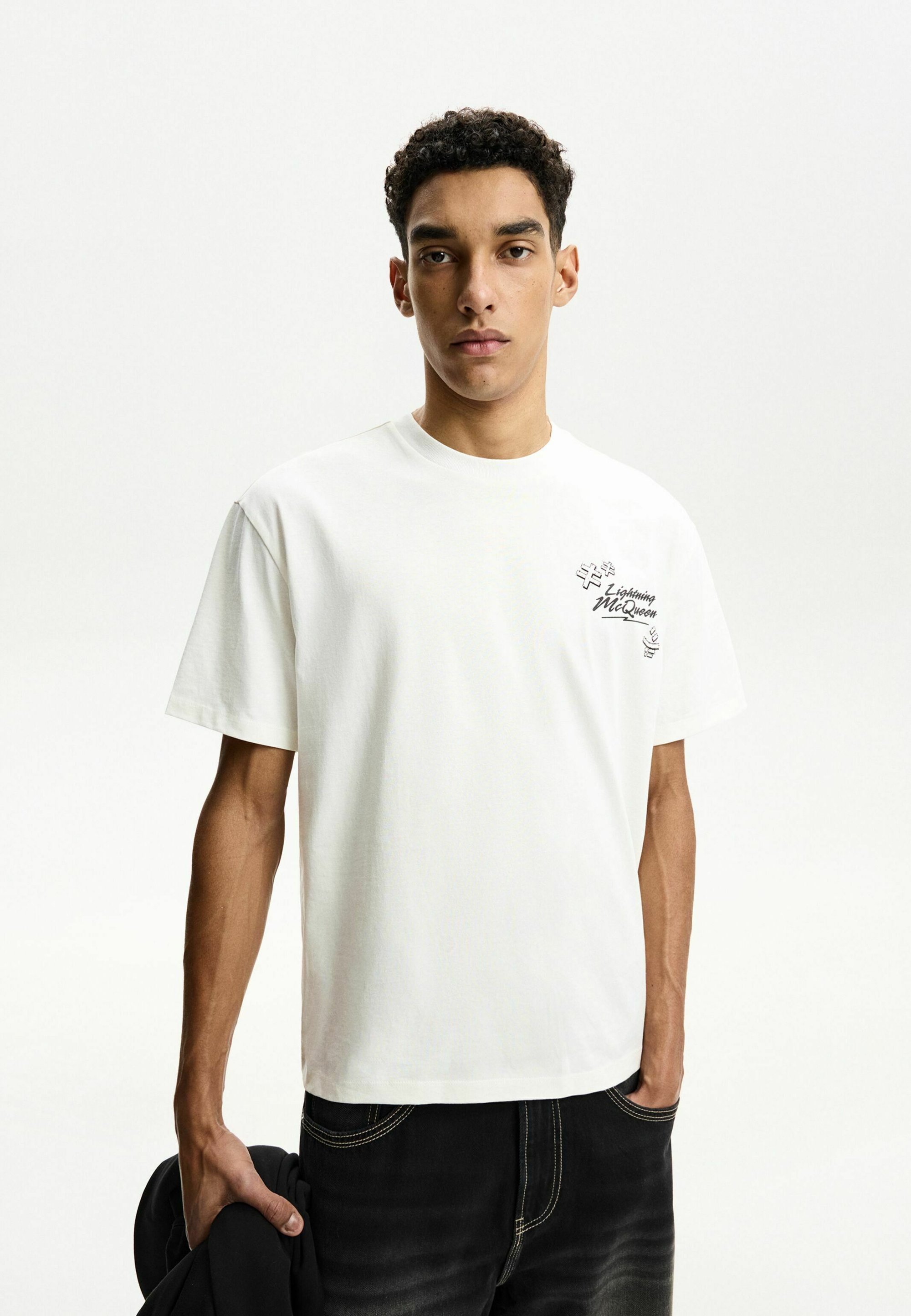 Bershka Print T-Shirt - weiß
