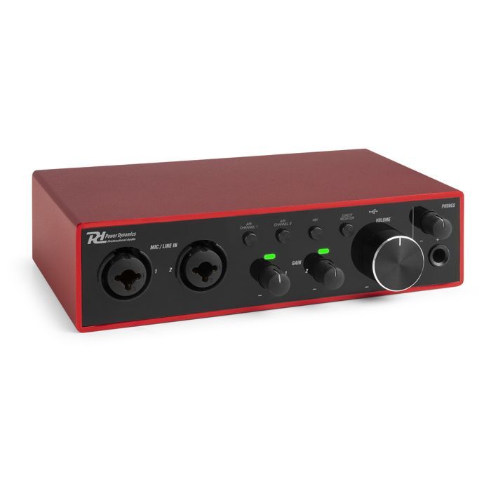 Interfaccia audio USB Power Dynamics PDX22 - Alimentazione Phantom 48V, cavo USB-C incluso, 2 ingressi microfono/strumento