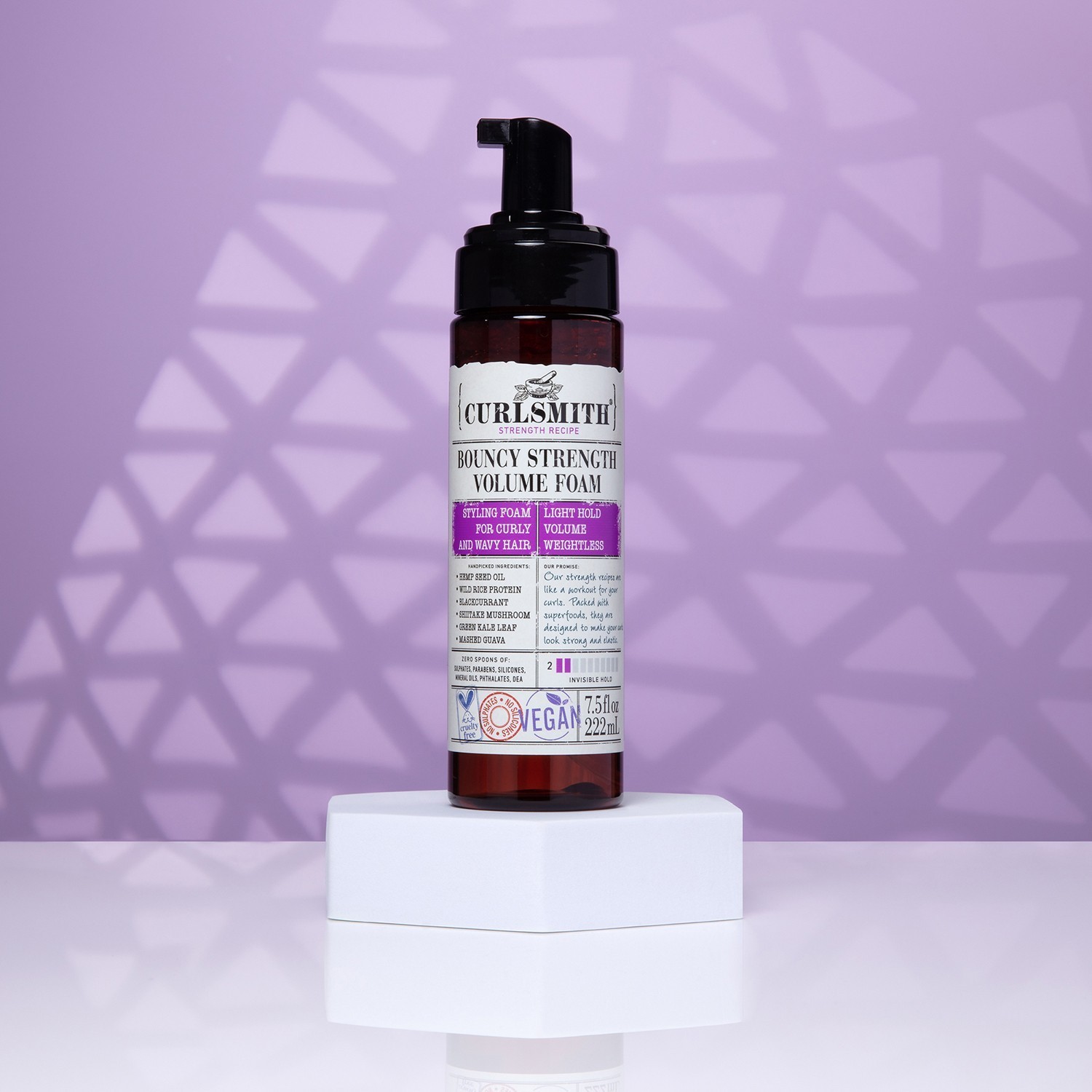 „Curlsmith Bouncy Strength“ plaukų apimties suteikiančios putos – 222 ml