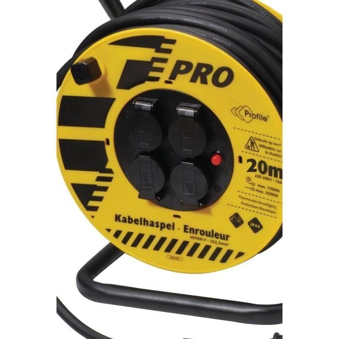 Enrouleur de chantier - 40 m - 16 A - 240 V - 1 500 W à 3 500 W