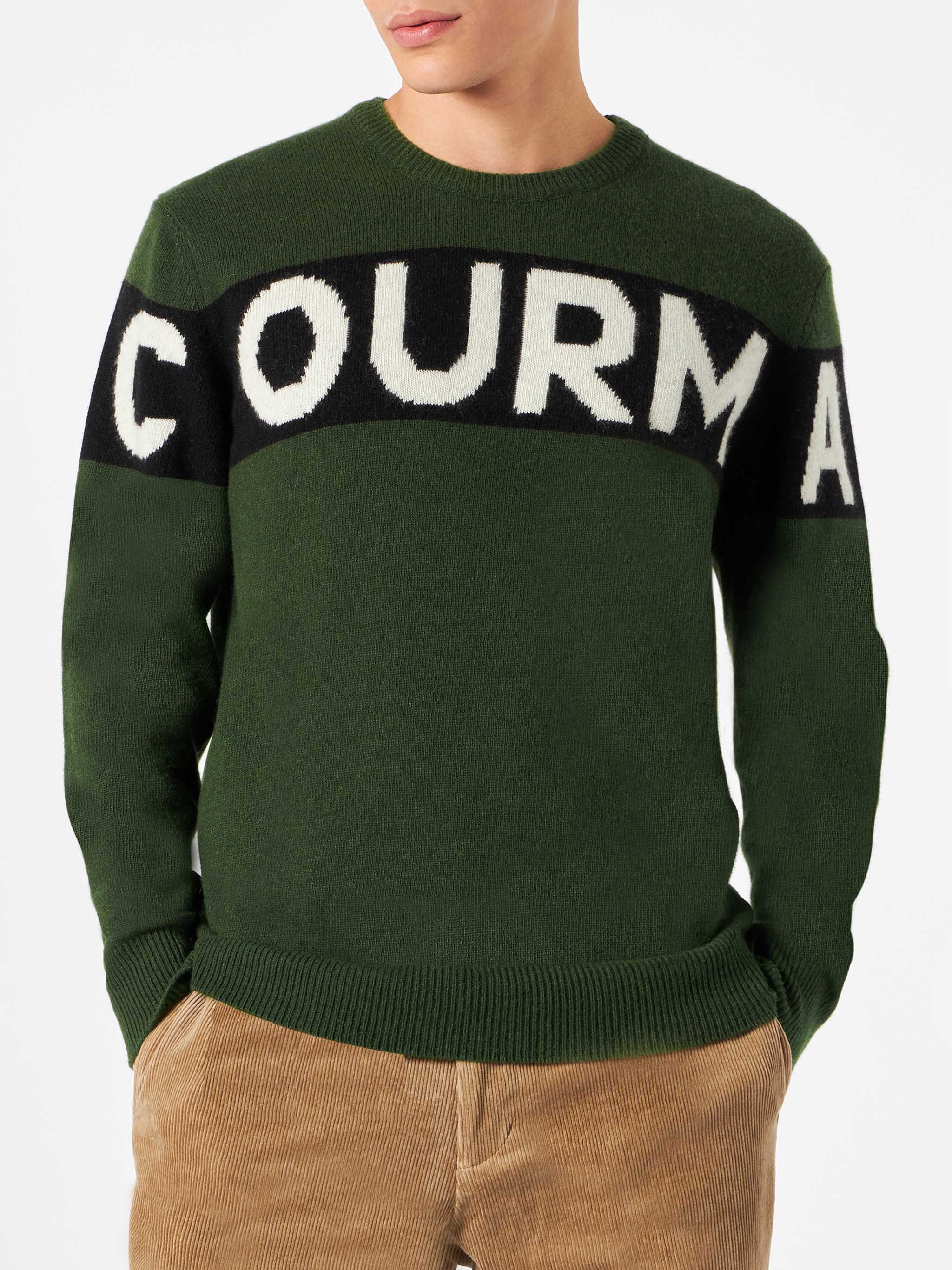 Herentrui van kasjmierblend met Courma-jacquard