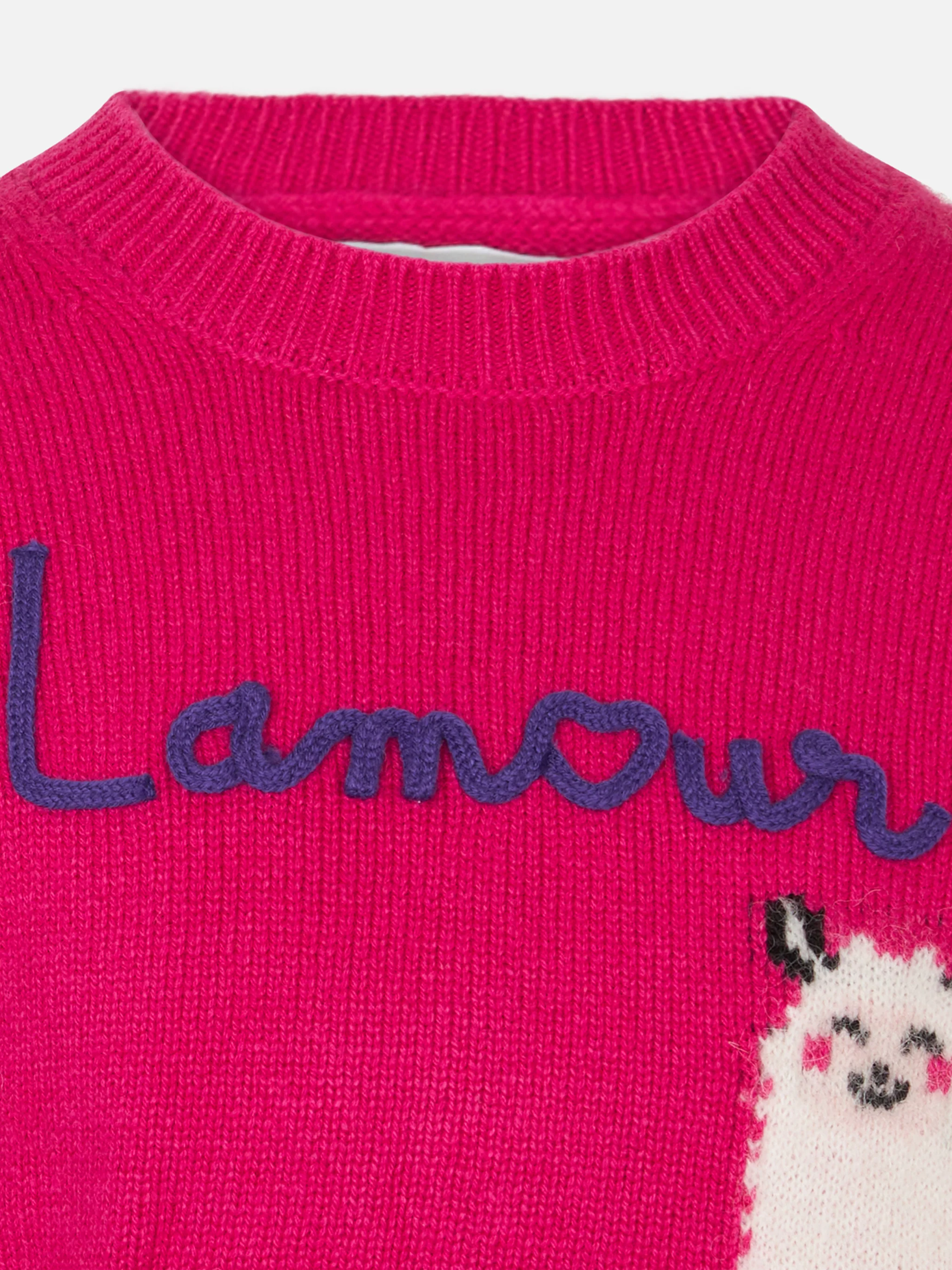 Mädchen-Pullover mit Rundhalsausschnitt und Stickerei L'Am<3ur