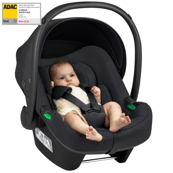 Seggiolino auto LIONELO Astrid i-Size 40-87 cm - Porta-neonati - Omologato ADAC - Leggero - Gruppo 0+ - Nero