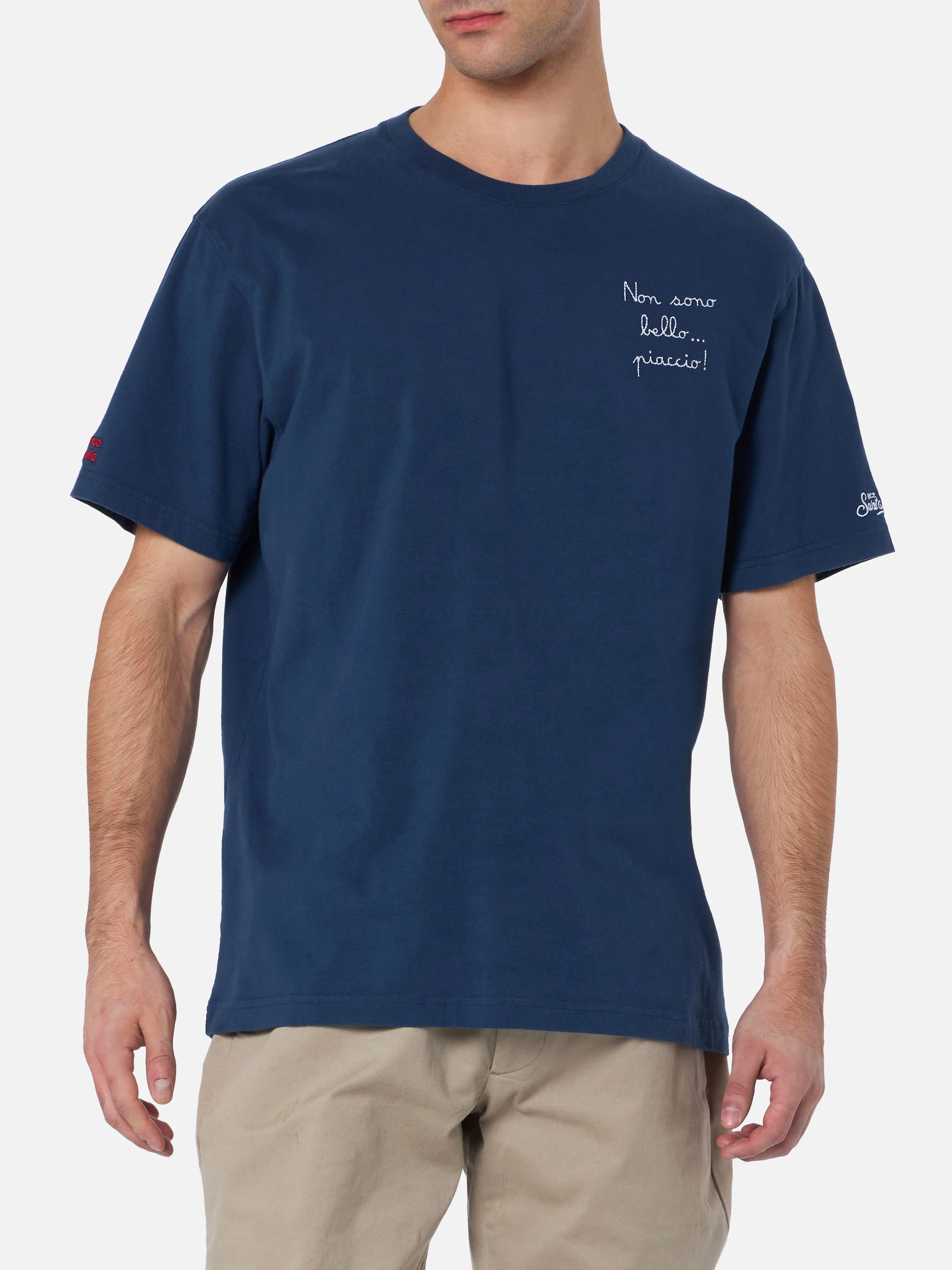 Camiseta Arnott para hombre | Azul, manga corta | Bordado 