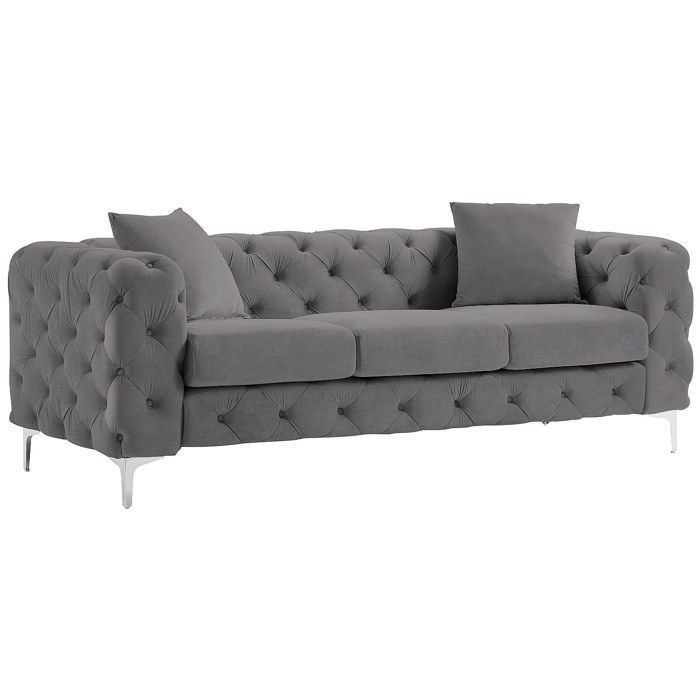 EDWINA 3-zitsbank en fauteuil in antracietkleurig fluweel