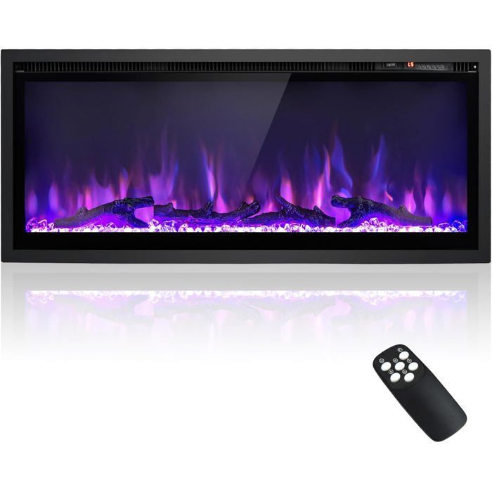 GIANTEX Elektrokamin 750 W/1500 W – 16–28 °C – 3D-Flammeneffekt, 12 Farben, 5 Helligkeitsstufen – Timer – 91 cm (36 Zoll)