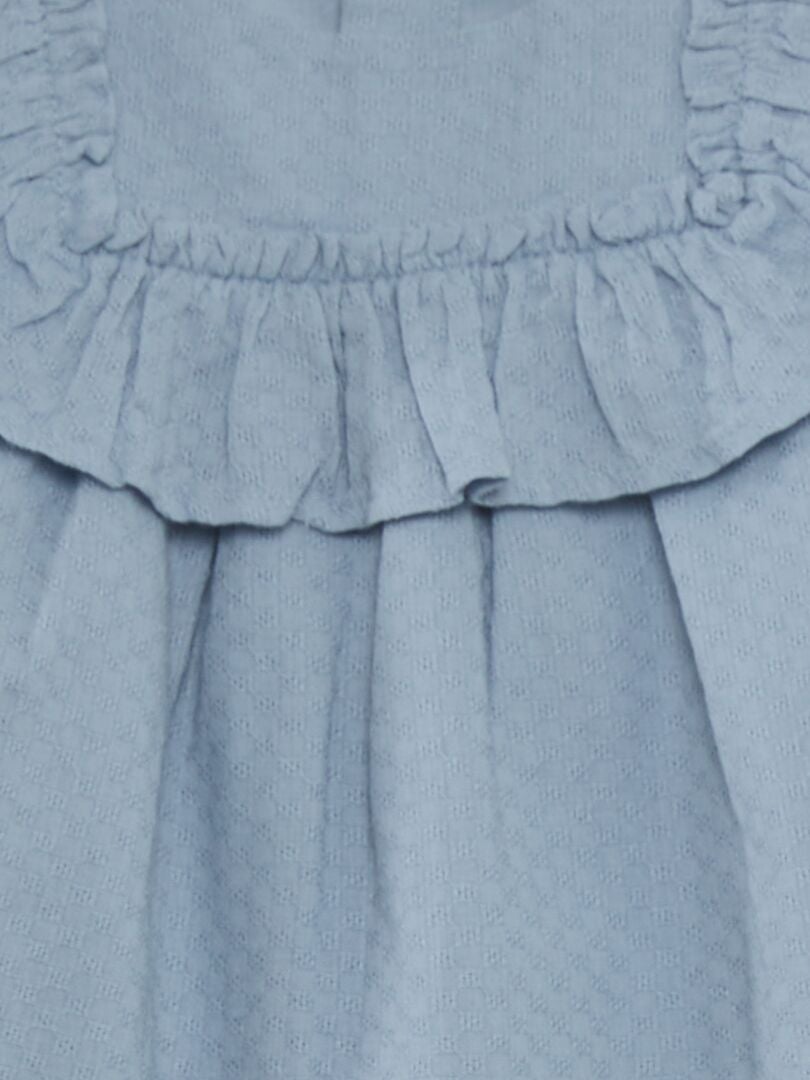 Vestido evasê com babados + Calça pantalona combinando - AZUL