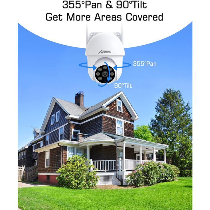 ANRAN Caméra de Surveillance Filaire 360° Panoramique (Pack de 2)