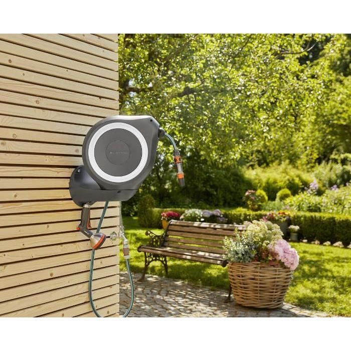 GARDENA RollUp M automaattinen seinälle kiinnitettävä letkukela - pituus 20 m - halkaisija 11 mm - täydellinen sarja - 5 vuoden takuu